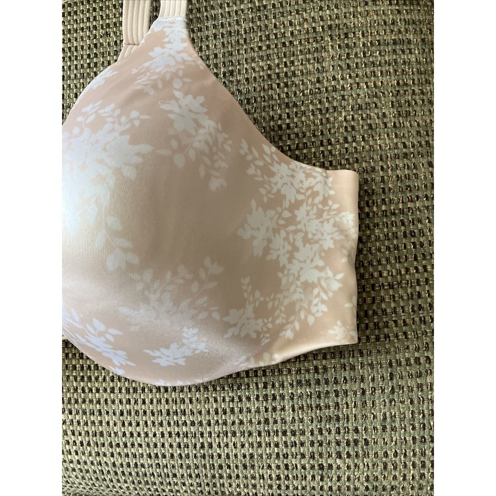 Bali T-Shirt Underwire Bra Size 42C 3W11 Nude white floral print One Smooth You - Picture 2 of 6